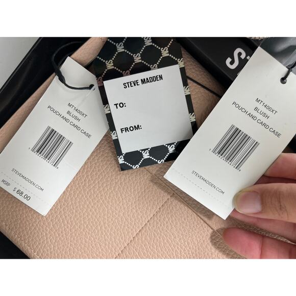 Steve Madden Womens Blush 2 Piece Card Case Travel Pouch Gift Set NEW - Picture 6 of 12